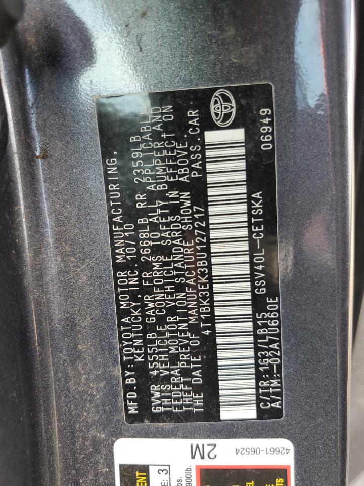 2011 Toyota Camry Se VIN: 4T1BK3EK3BU127217 Lot: 81880615