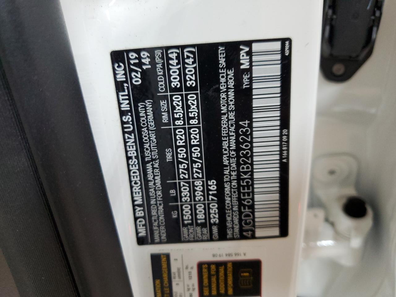 2019 Mercedes-Benz Gls 450 4Matic VIN: 4JGDF6EE5KB236234 Lot: 85899695