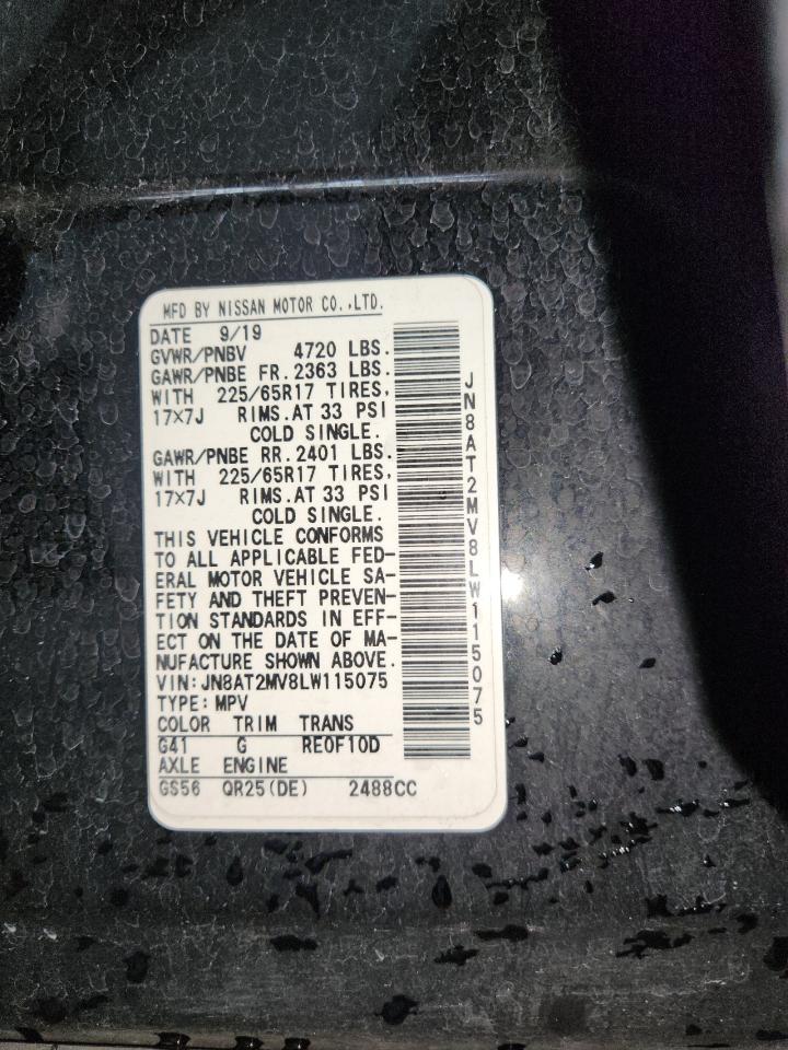 2020 Nissan Rogue S VIN: JN8AT2MV8LW115075 Lot: 85693405