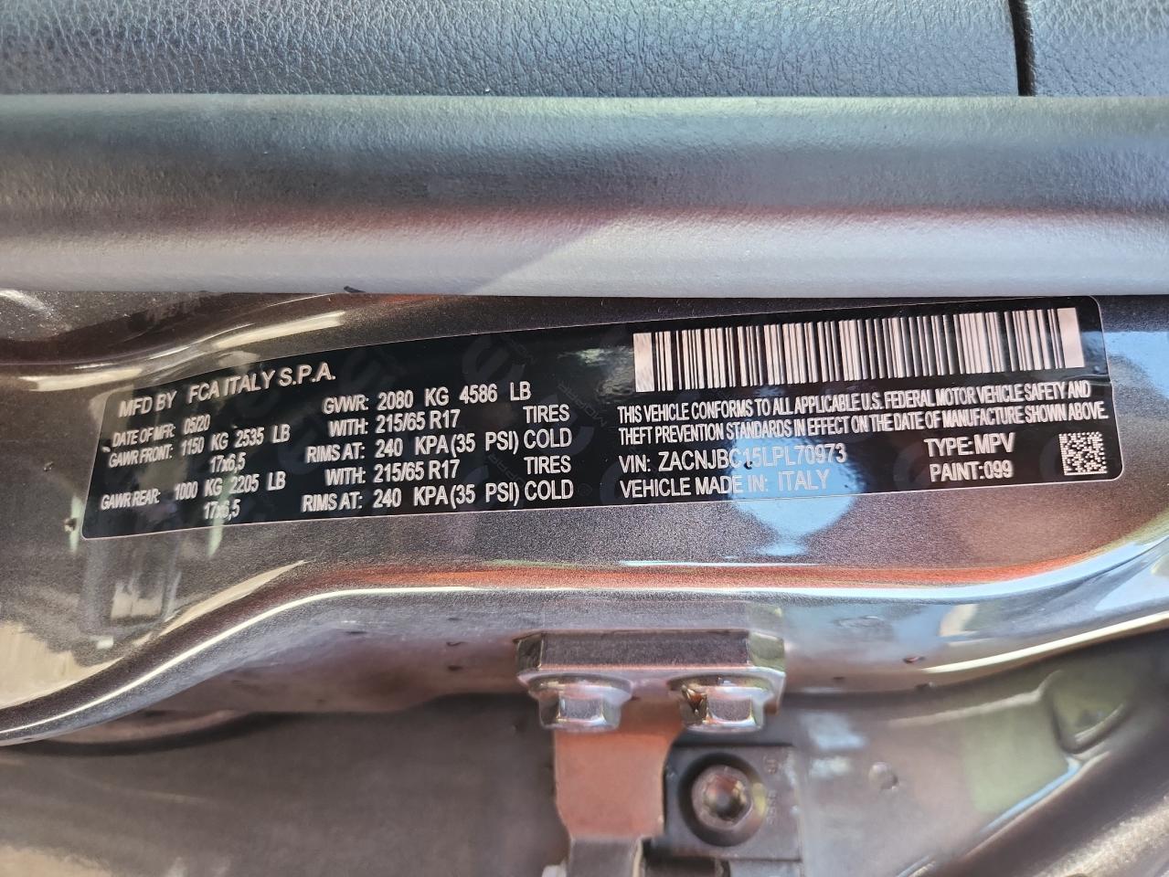 2020 Jeep Renegade Trailhawk VIN: ZACNJBC15LPL70973 Lot: 84074235