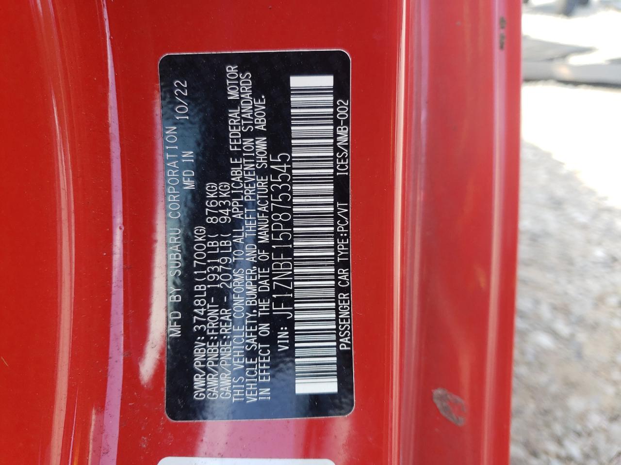 2023 Toyota Gr 86 Premium VIN: JF1ZNBF15P8753545 Lot: 85748135