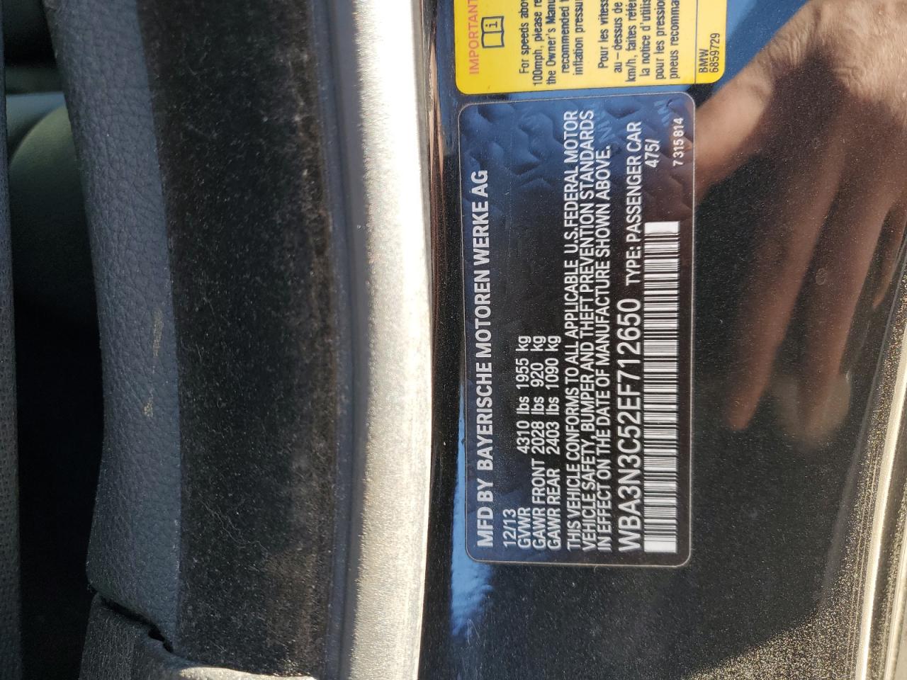 2014 BMW 428 I VIN: WBA3N3C52EF712650 Lot: 89858885