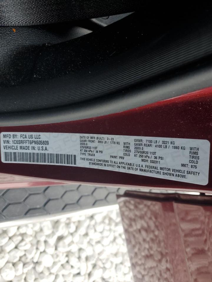 2023 Ram 1500 Big Horn/Lone Star VIN: 1C6SRFFT6PN605809 Lot: 86766385