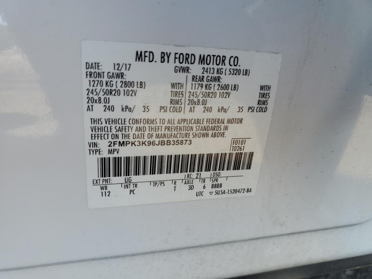 2018 Ford Edge Titanium VIN: 2FMPK3K96JBB35873 Lot: 82180785