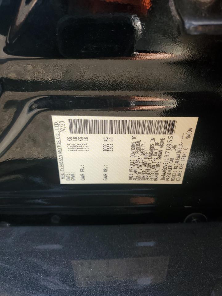 2020 Nissan Maxima Sl VIN: 1N4AA6DV5LC376955 Lot: 89851465