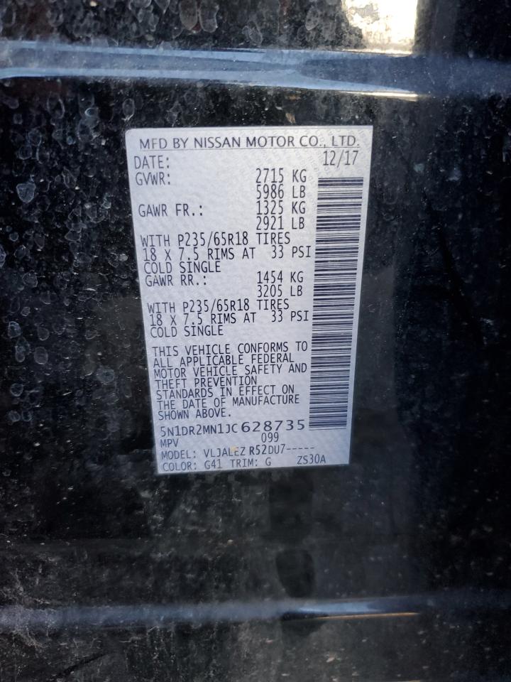 2018 Nissan Pathfinder S VIN: 5N1DR2MN1JC628735 Lot: 91045395