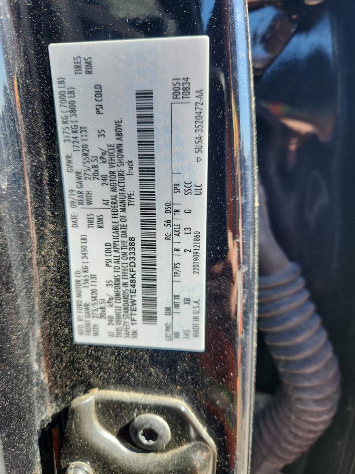 2019 Ford F150 Supercrew VIN: 1FTEW1E48KFD33388 Lot: 89672985