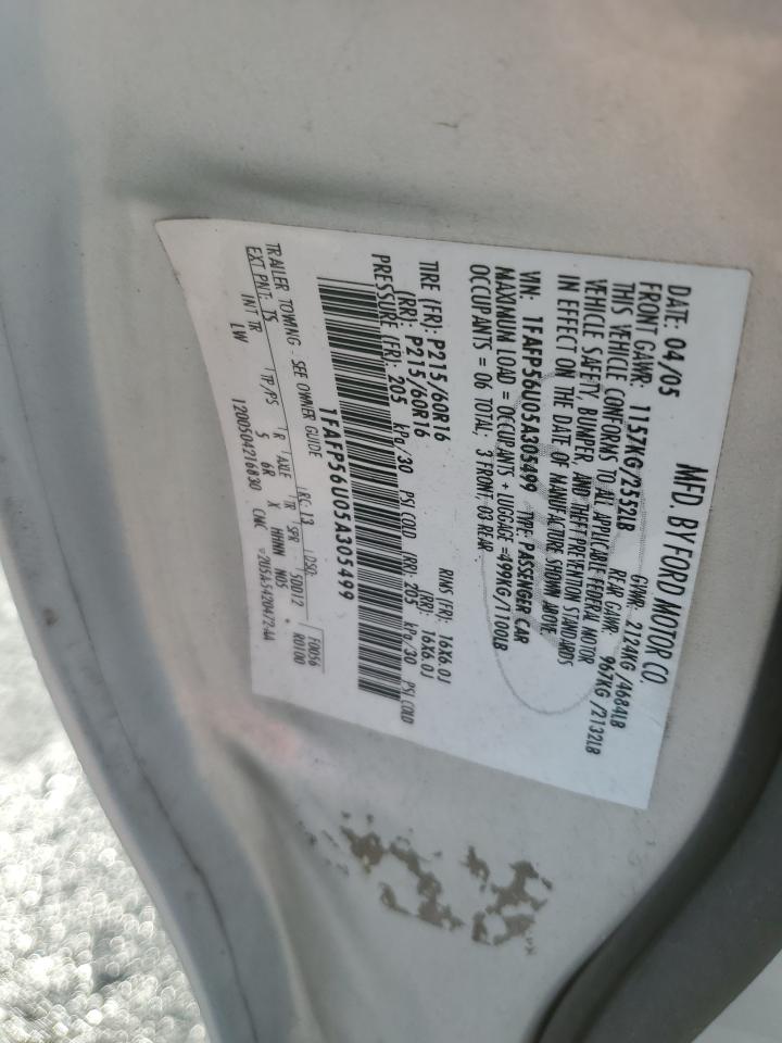 2005 Ford Taurus Sel VIN: 1FAFP56U05A305499 Lot: 84972155