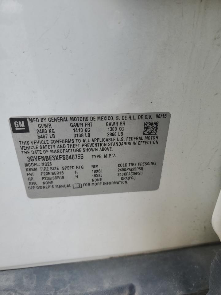 2015 Cadillac Srx Luxury Collection VIN: 3GYFNBE3XFS640755 Lot: 85112825