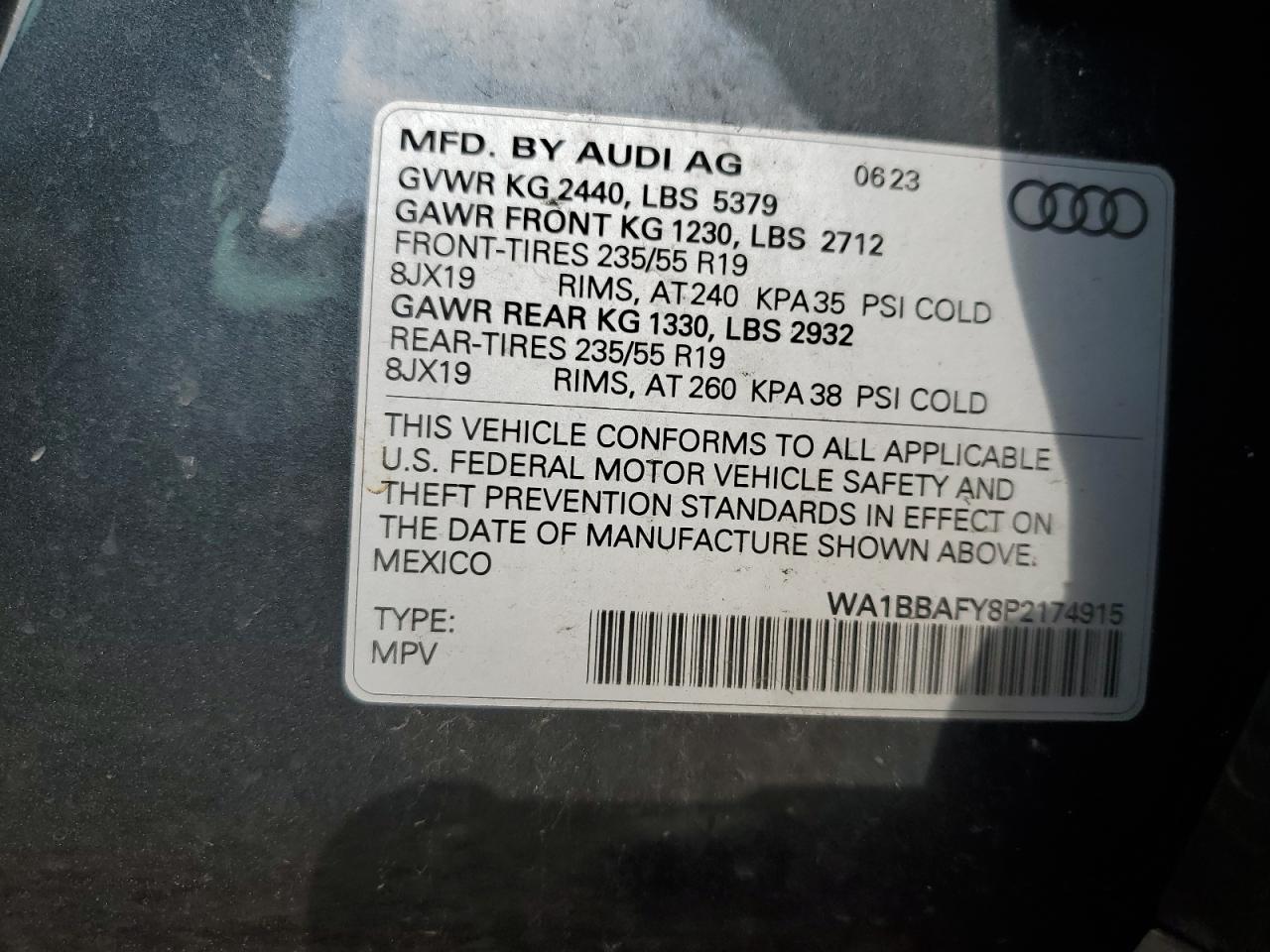 2023 Audi Q5 Premium Plus 40 VIN: WA1BBAFY8P2174915 Lot: 86698255