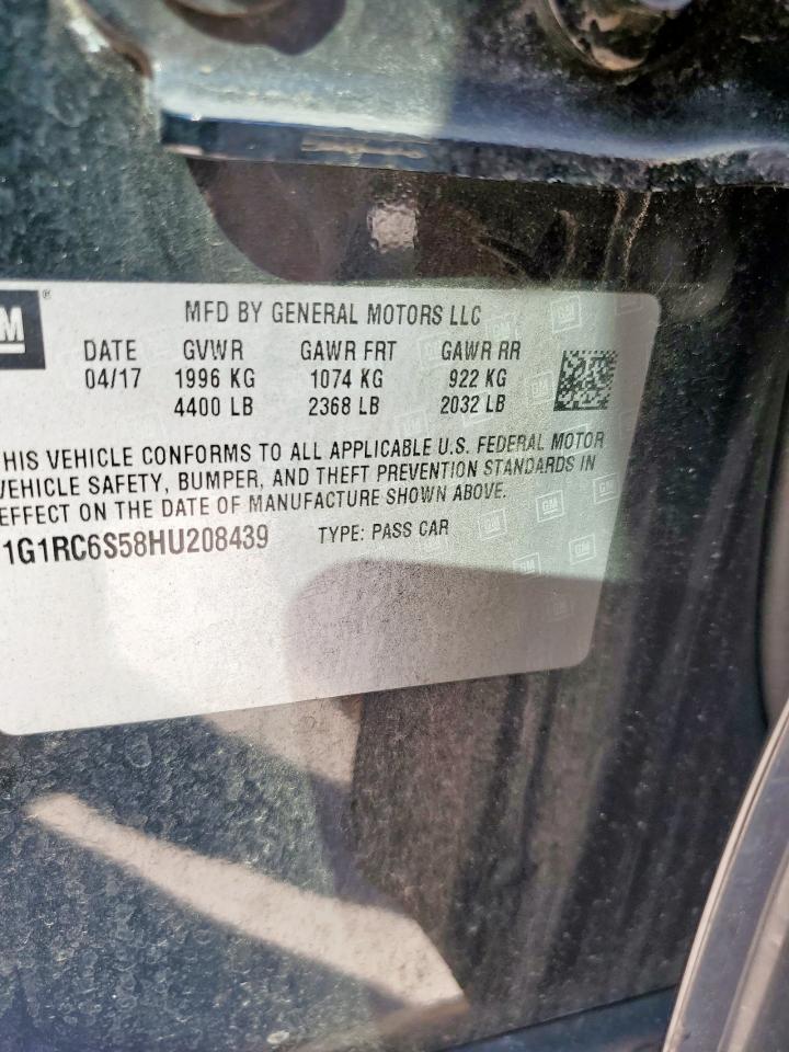 2017 Chevrolet Volt Lt VIN: 1G1RC6S58HU208439 Lot: 85917025