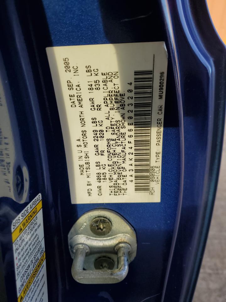 2006 Mitsubishi Eclipse Gs VIN: 4A3AK24F66E023204 Lot: 84997935