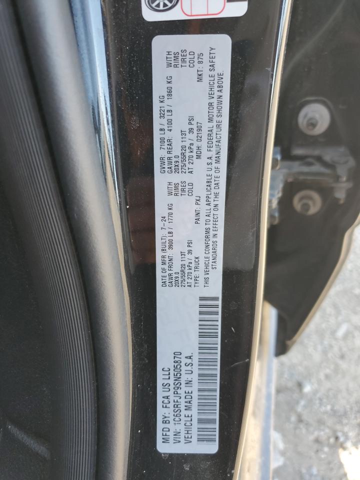 2025 Ram 1500 Laramie VIN: 1C6SRFJP9SN505870 Lot: 89802815