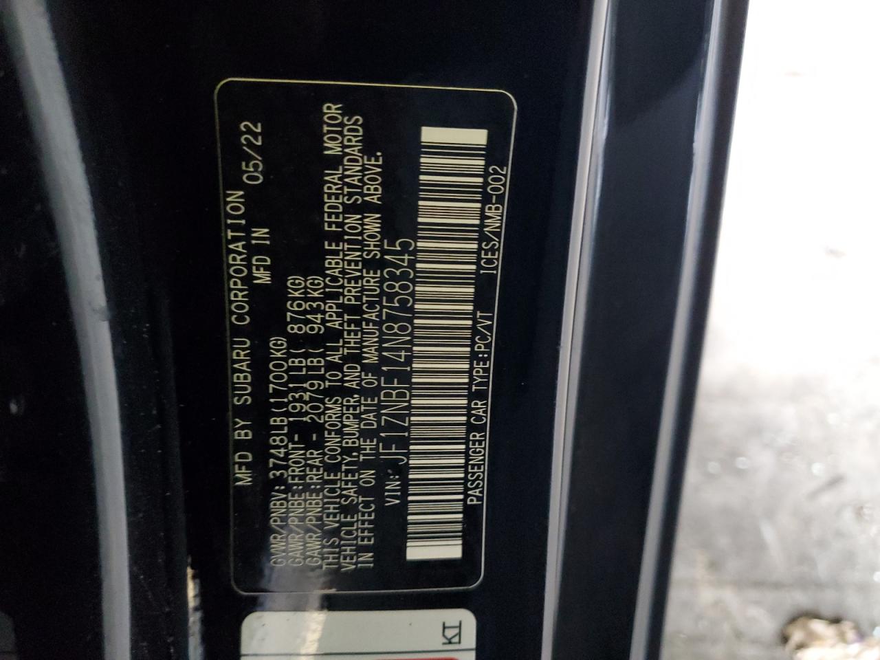 2022 Toyota Gr 86 Premium VIN: JF1ZNBF14N8758345 Lot: 82494385