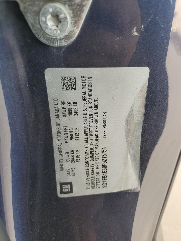 2015 Chevrolet Camaro Ls VIN: 2G1FB1E30F9215754 Lot: 85941565