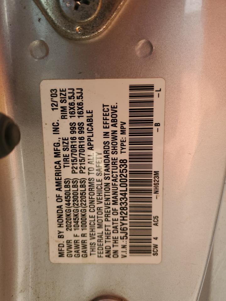 2004 Honda Element Lx VIN: 5J6YH28334L002538 Lot: 82264045