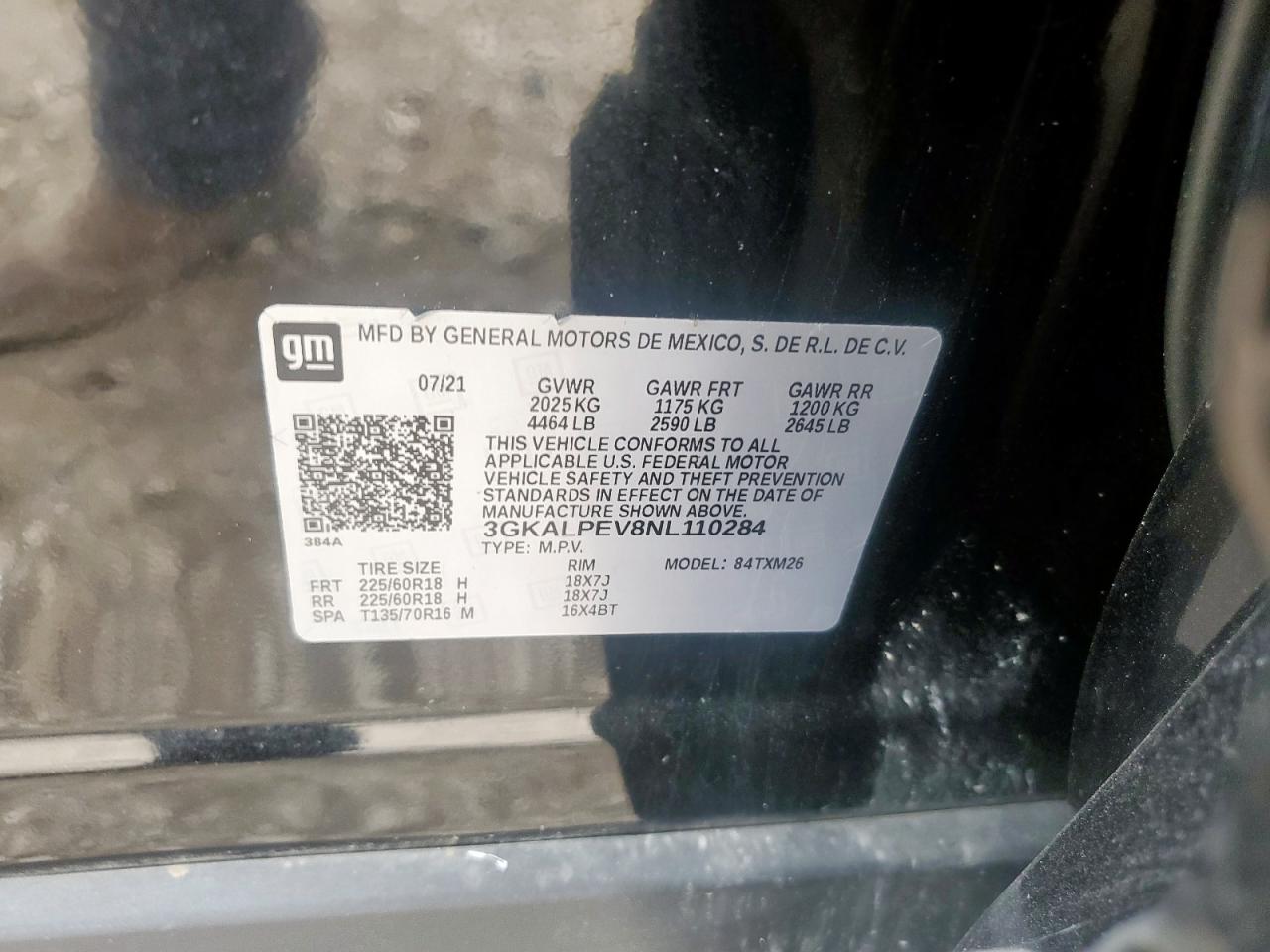 2022 GMC Terrain Slt VIN: 3GKALPEV8NL110284 Lot: 87397265