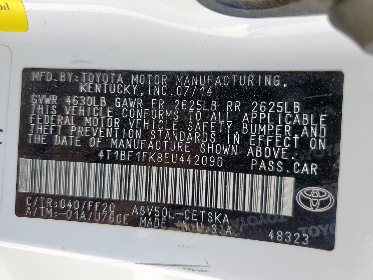 2014 Toyota Camry L VIN: 4T1BF1FK8EU442090 Lot: 84071315