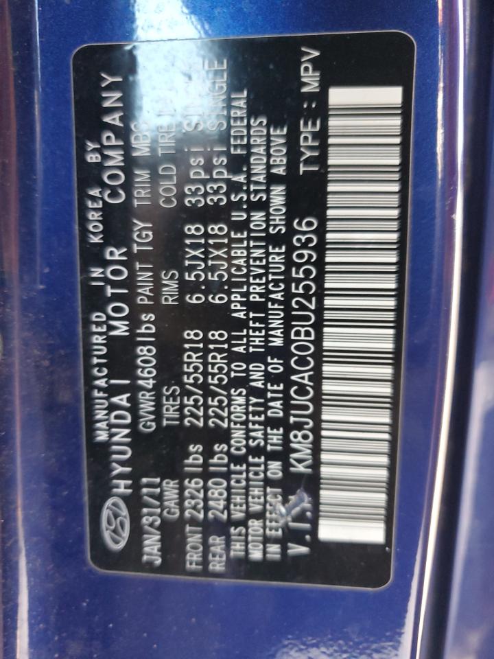 2011 Hyundai Tucson Gls VIN: KM8JUCAC0BU255936 Lot: 85862955