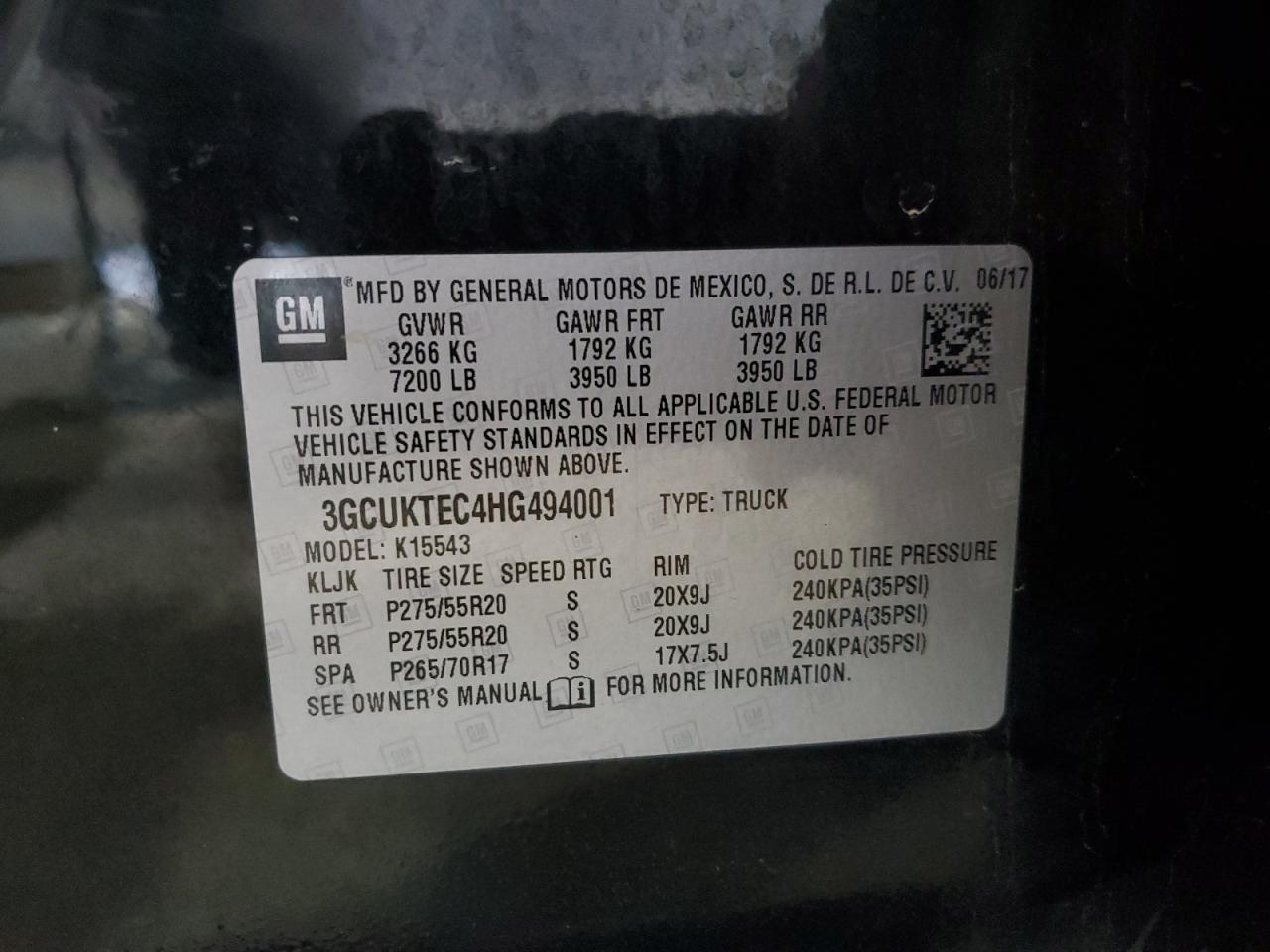 2017 Chevrolet Silverado K1500 High Country VIN: 3GCUKTEC4HG494001 Lot: 84430845