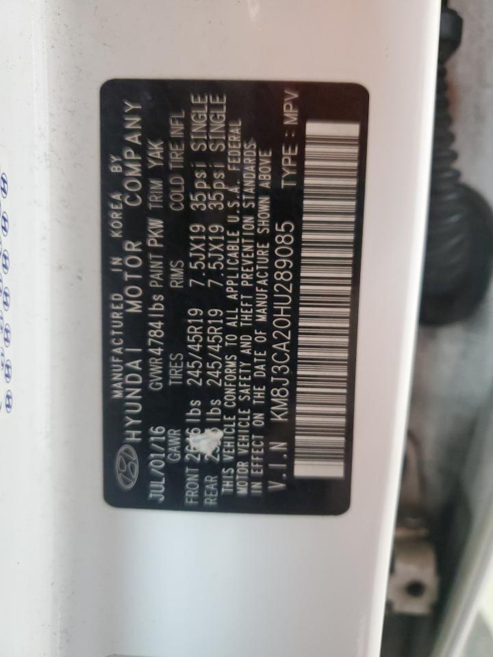 2017 Hyundai Tucson Limited VIN: KM8J3CA20HU289085 Lot: 85720375