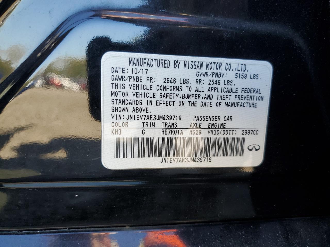 2018 Infiniti Q50 Luxe VIN: JN1EV7AR3JM439719 Lot: 85152955