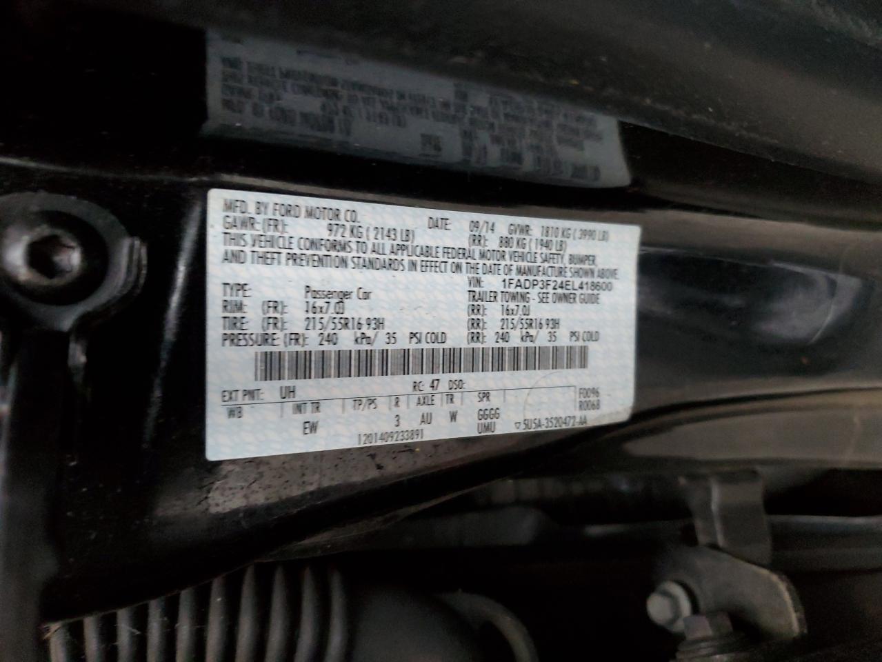 2014 Ford Focus Se VIN: 1FADP3F24EL418600 Lot: 87312795