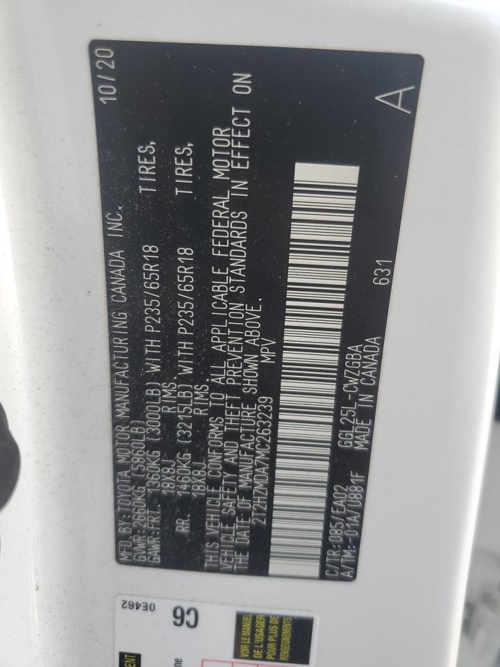 2021 Lexus Rx 350 VIN: 2T2HZMDA7MC263239 Lot: 84958895