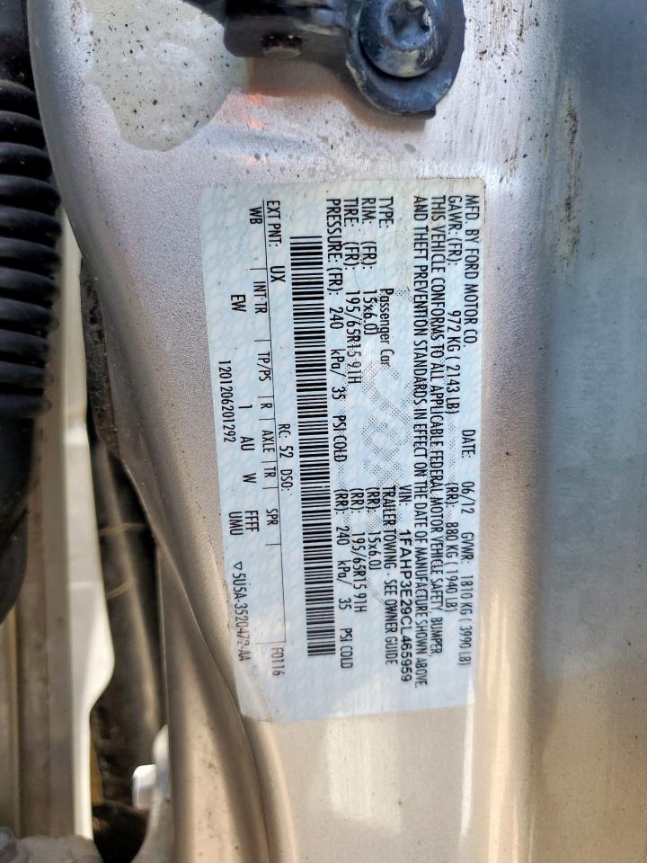 2012 Ford Focus S VIN: 1FAHP3E29CL465959 Lot: 85890985