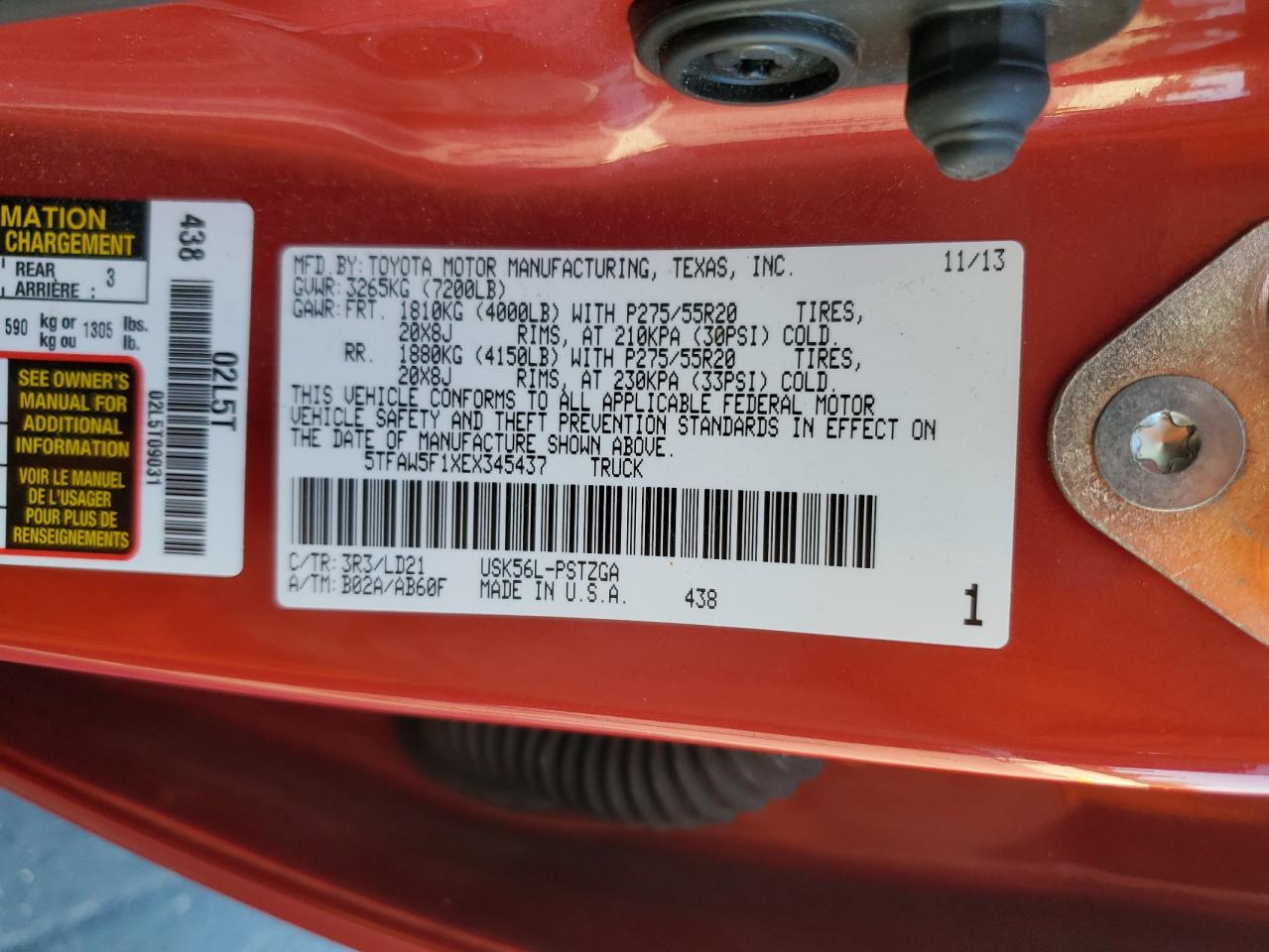 2014 Toyota Tundra Crewmax Platinum VIN: 5TFAW5F1XEX345437 Lot: 86088775