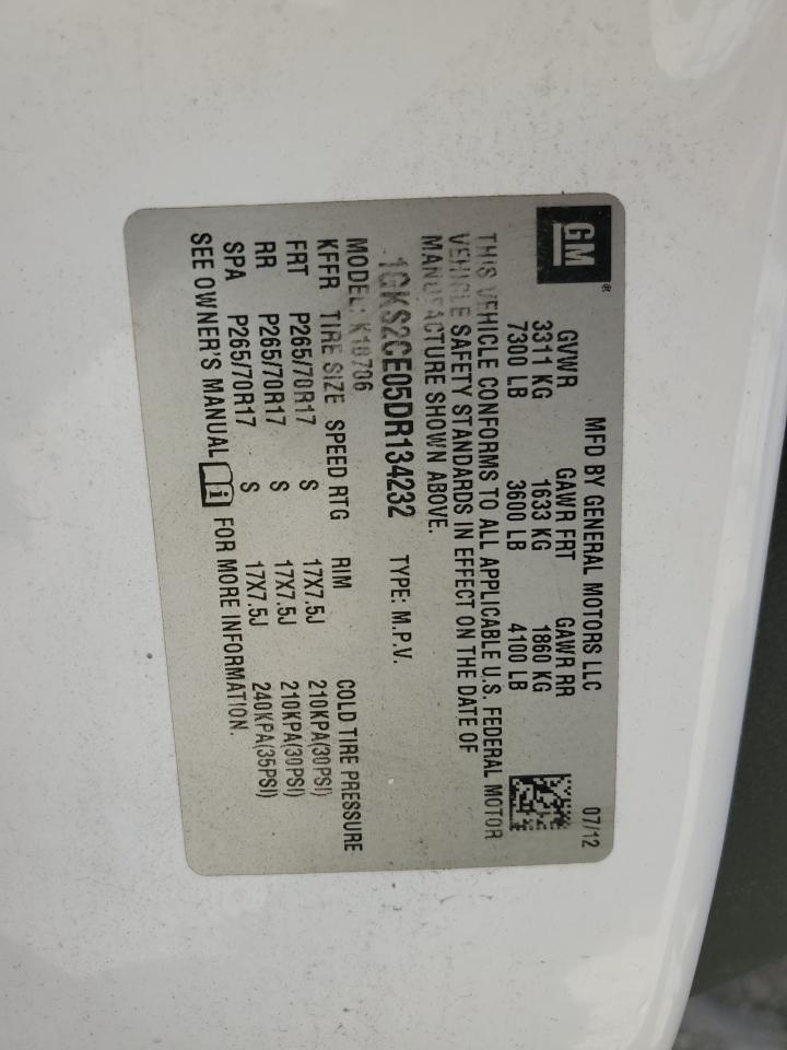 2013 GMC Yukon Slt VIN: 1GKS2CE05DR134232 Lot: 84780535