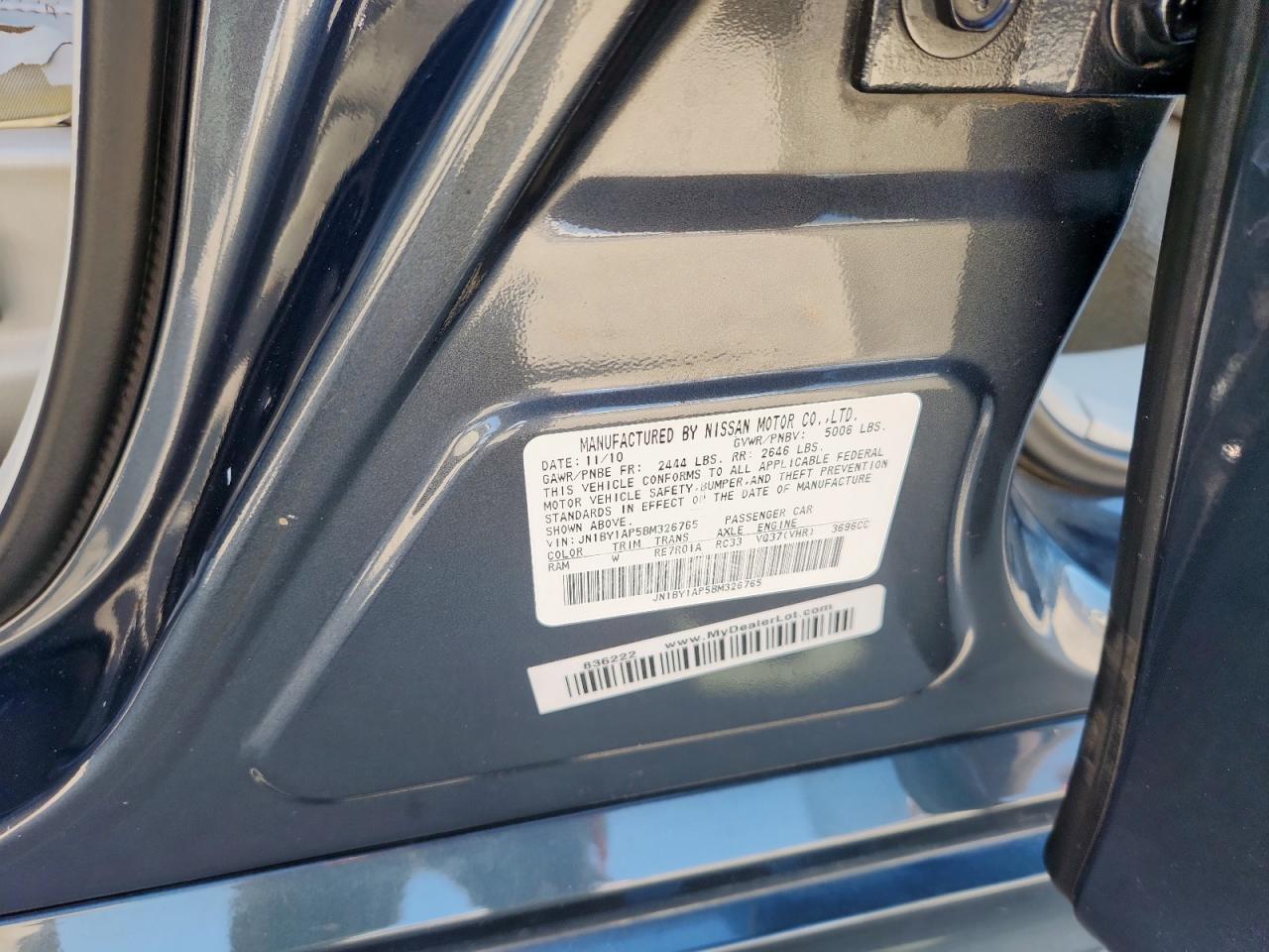 2011 Infiniti M37 VIN: JN1BY1AP5BM326765 Lot: 82198795