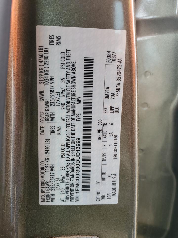 2013 Ford Escape Se VIN: 1FMCU0G90DUD13999 Lot: 85753485