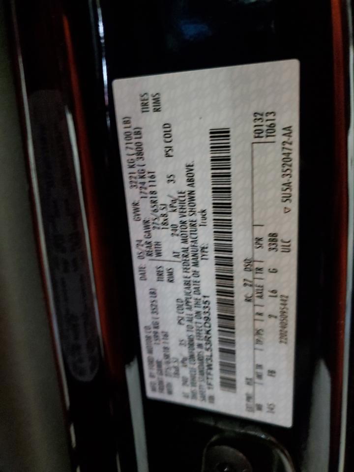 2024 Ford F150 Xlt VIN: 1FTFW3L53RKD93351 Lot: 85533635