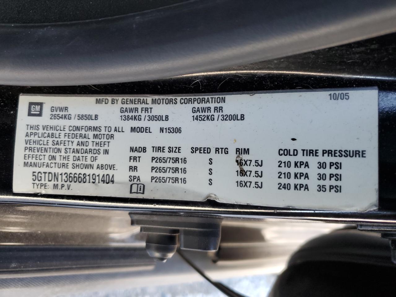 2006 Hummer H3 VIN: 5GTDN136668191404 Lot: 90370745