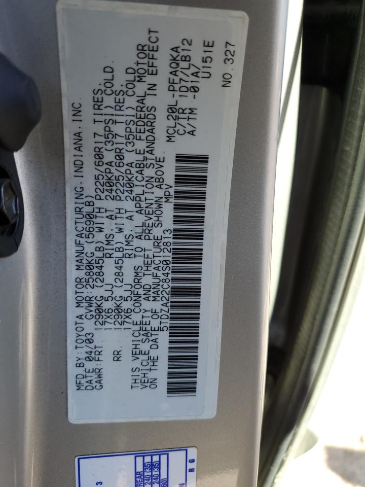 2004 Toyota Sienna Xle VIN: 5TDZA22C84S012813 Lot: 85379395