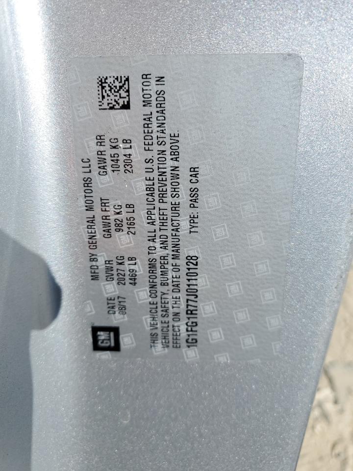 2018 Chevrolet Camaro Ss VIN: 1G1FG1R77J0110128 Lot: 85552205