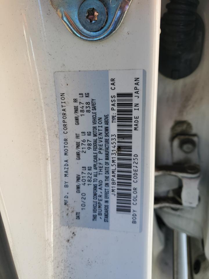 2021 Mazda 3 Premium VIN: JM1BPAML5M1314533 Lot: 89665115