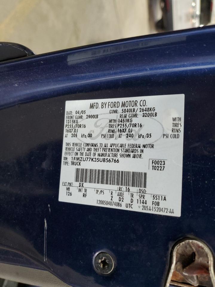 2005 Ford Explorer Sport Trac VIN: 1FMZU77K35UB56766 Lot: 85928815