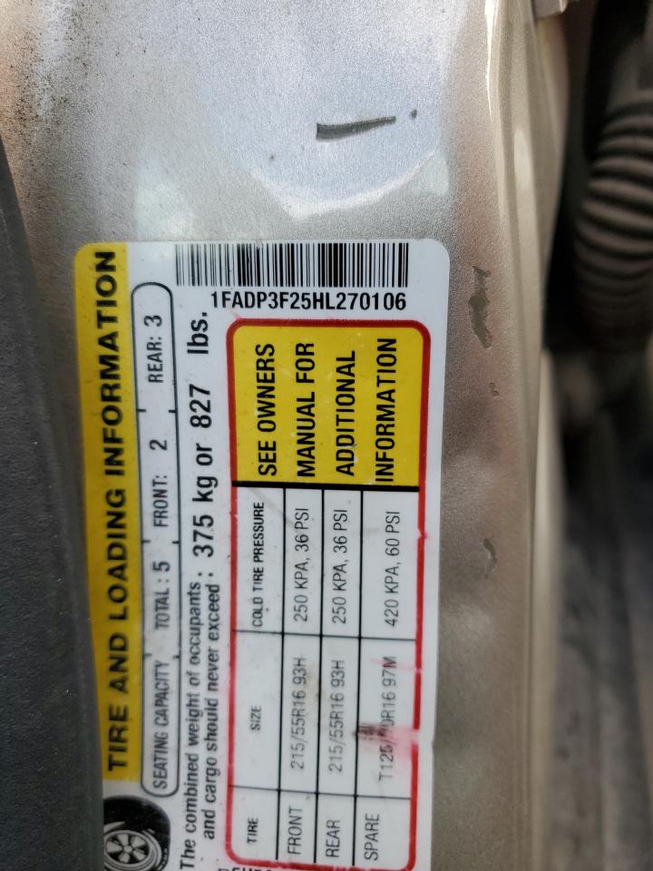 2017 Ford Focus Se VIN: 1FADP3F25HL270106 Lot: 90517465