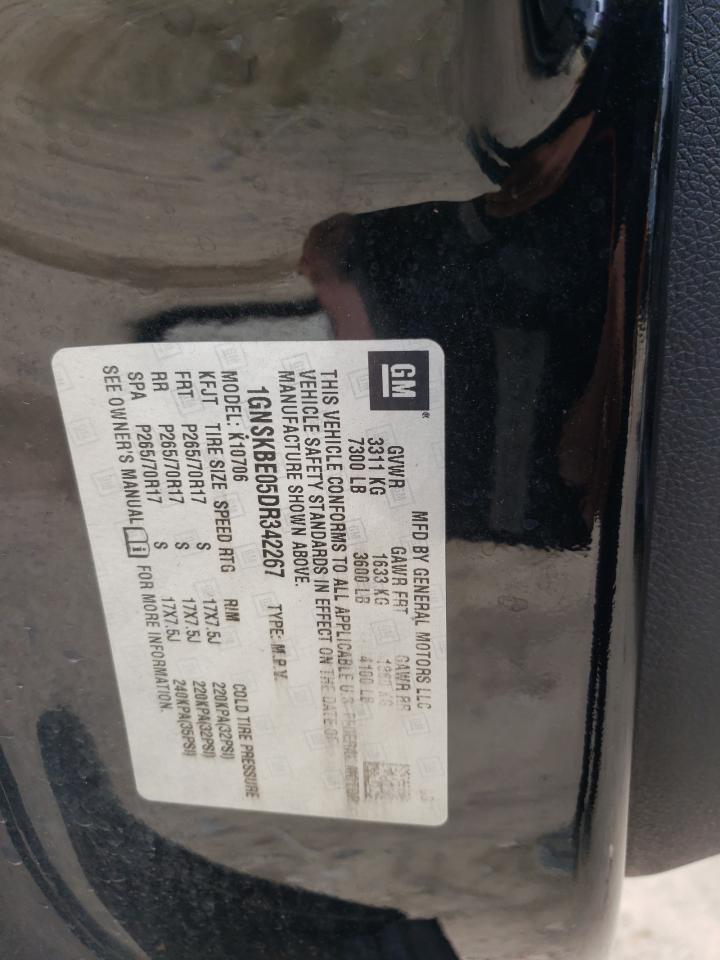 2013 Chevrolet Tahoe K1500 Lt VIN: 1GNSKBE05DR342267 Lot: 90235655