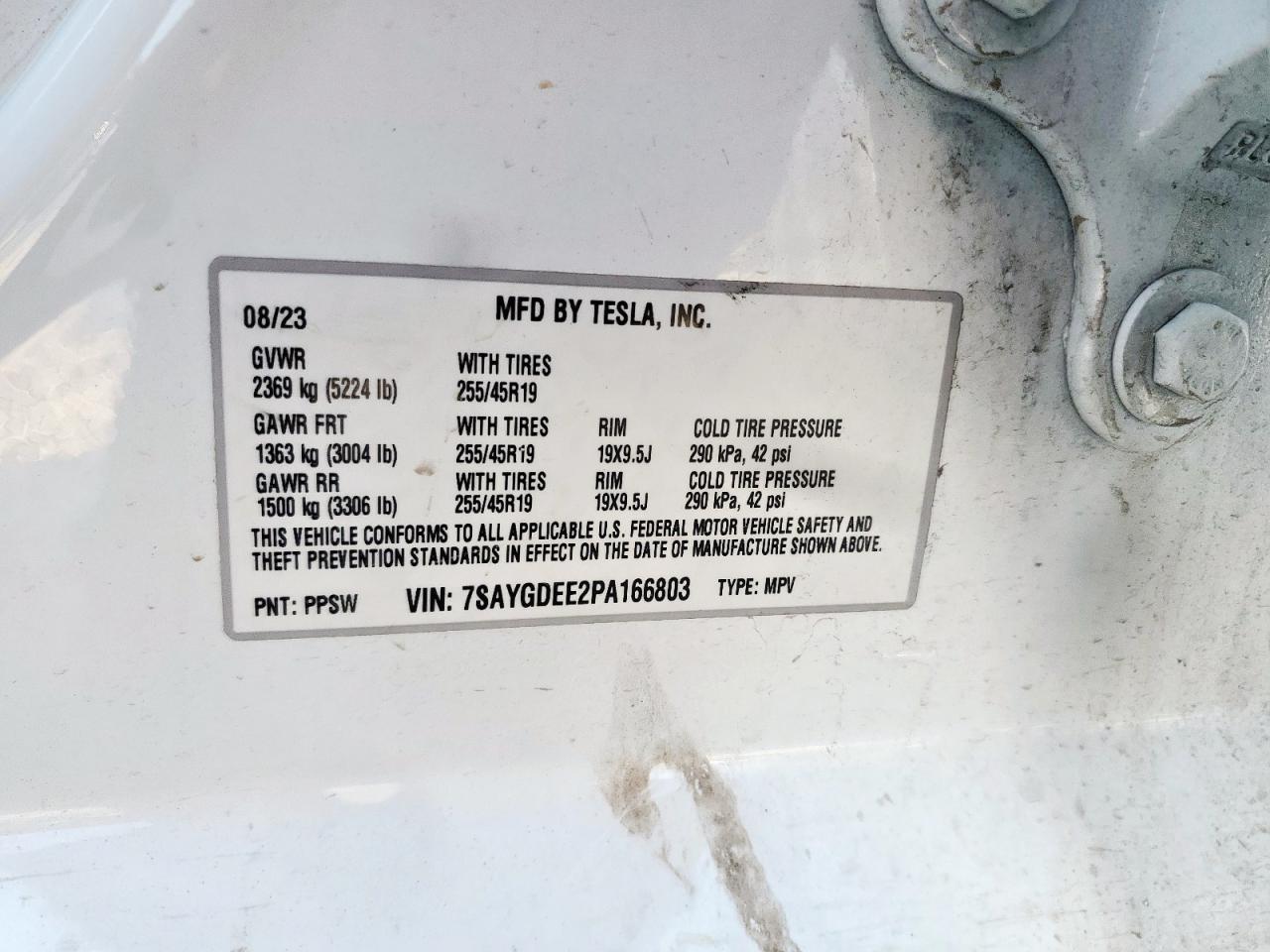 2023 Tesla Model Y VIN: 7SAYGDEE2PA166803 Lot: 84798075