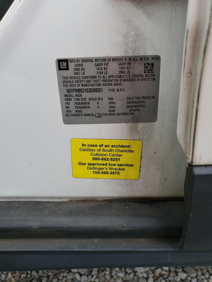 2016 Cadillac Srx Luxury Collection VIN: 3GYFNBE31GS580561 Lot: 84916245