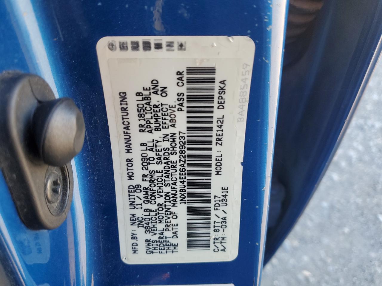 2010 Toyota Corolla Base VIN: 1NXBU4EE6AZ289237 Lot: 82237995