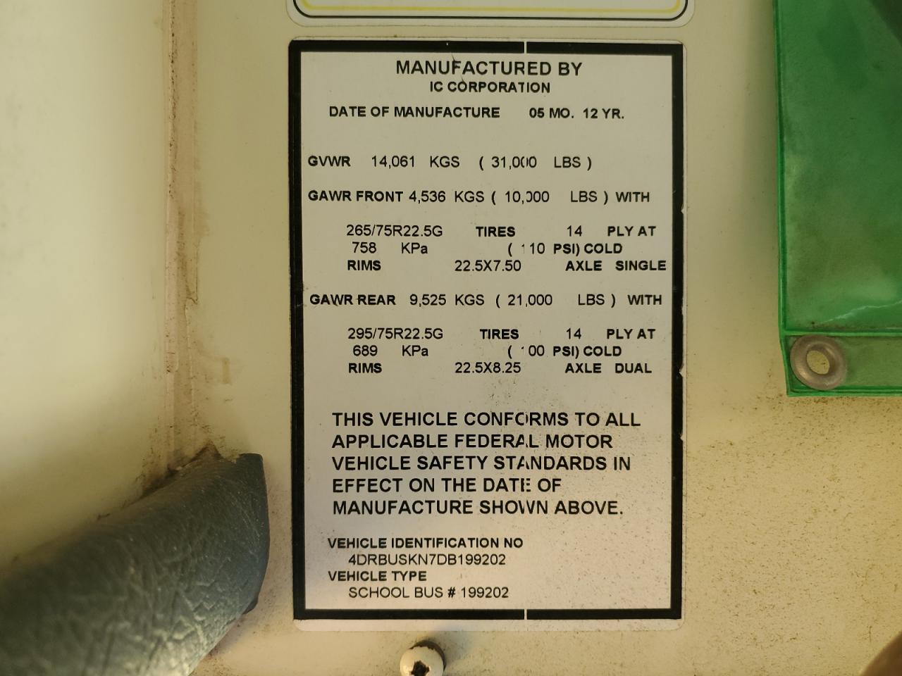 2013 Ic Corporation Ce Series School - School Bus VIN: 4DRBUSKN7DB199202 Lot: 84572505