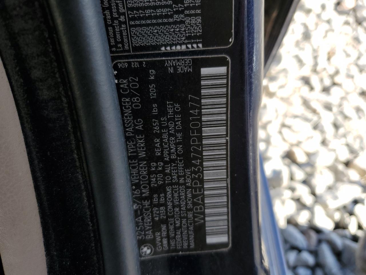 2002 BMW 325 Xit VIN: WBAEP33472PF01477 Lot: 84865435