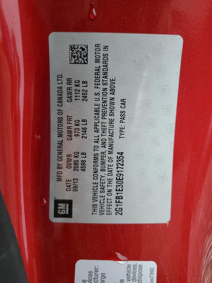 2014 Chevrolet Camaro Lt VIN: 2G1FB1E30E9172354 Lot: 82785845