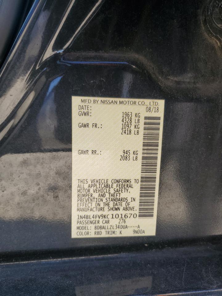 2019 Nissan Altima Platinum VIN: 1N4BL4FV9KC101670 Lot: 91653345