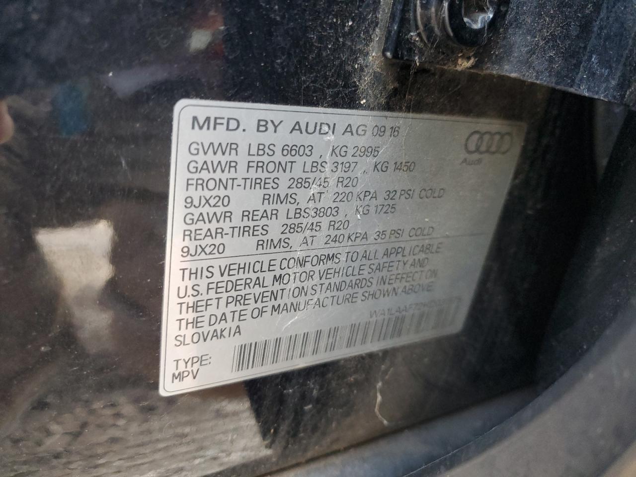 2017 Audi Q7 Premium Plus VIN: WA1LAAF72HD031575 Lot: 84937545