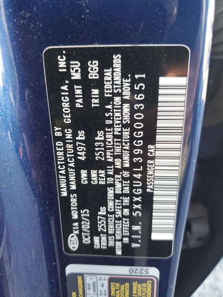 2016 Kia Optima Ex VIN: 5XXGU4L39GG003651 Lot: 84437925